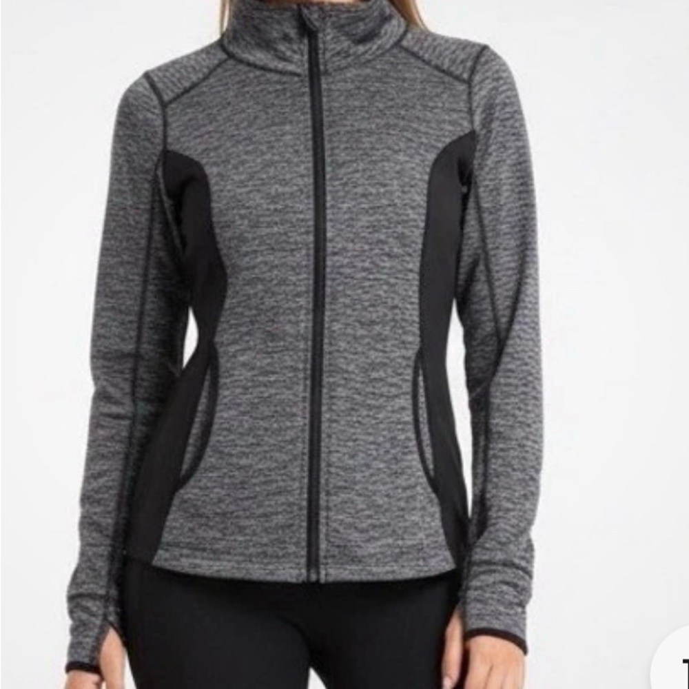 Danskin Now Heather Gray and Black Full-Zip Utility Jacket